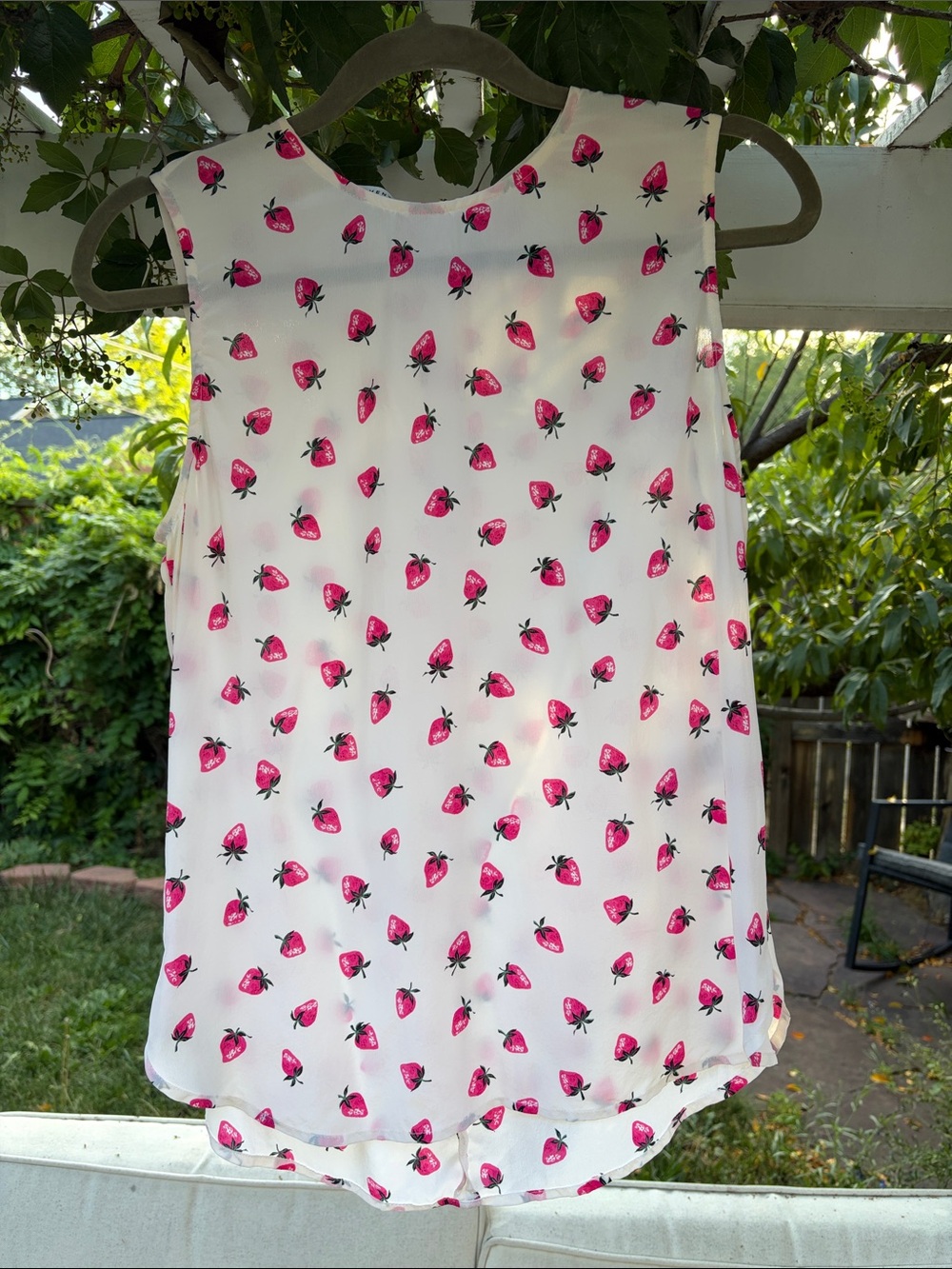 Equipment White Silk Strawberry Print Camisole